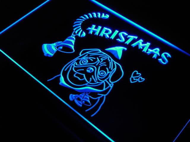 Bull Dog Christmas Celebrate Pet Shop Neon Signs